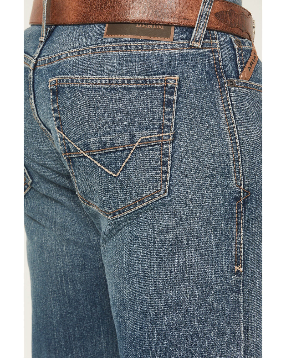 Image #4 - Ariat Men's M7 Medium Wash Slim Straight Stretch Denim Jeans, Medium Wash, hi-res