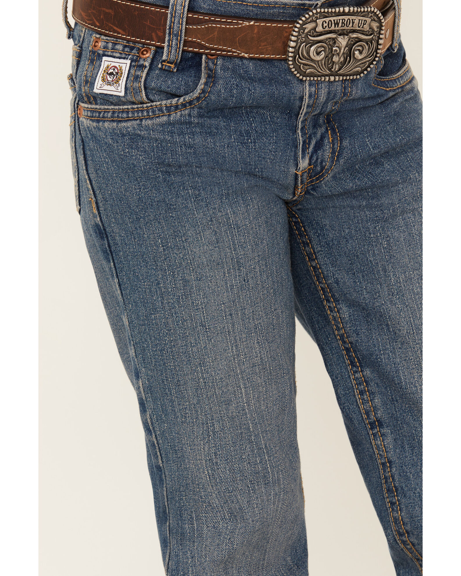 Image #2 - Cinch Boys' White Label Slim Straight Denim Jeans, Denim, hi-res