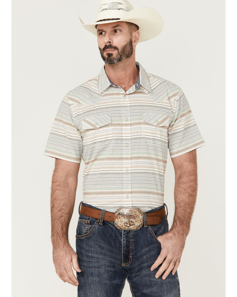 Cody James Men's Faithful Horizontal Stripe Short Sleeve Snap Western Shirt , Multi, hi-res
