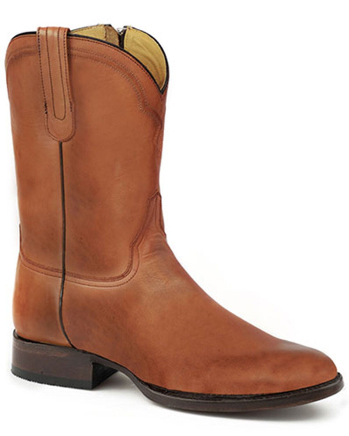 Stetson Men's Rancher Zip Western Boots - Round Toe, Brown, hi-res