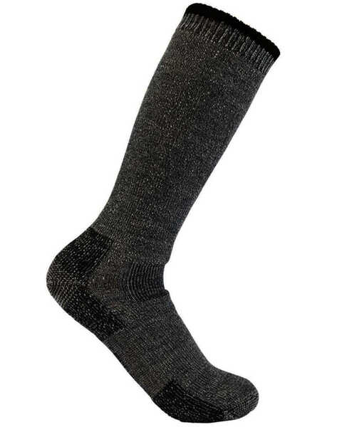 Image #1 - Carhartt Men's Black Heavyweight Wool Blend Boot Socks, Heather Grey, hi-res