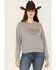 Ariat Women's R.E.A.L Varsity Logo Cropped Sweatshirt, Heather Grey, hi-res