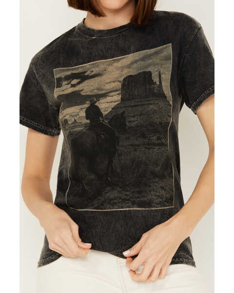 Image #3 - Youth in Revolt Women's Cowboy Photography Short Sleeve Graphic Tee, Black, hi-res