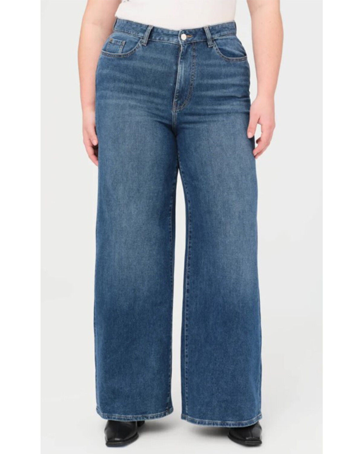 Warp + Weft Women's NCE Dark Wash High Rise Wide Leg Stretch Denim Jeans - Plus, Dark Wash, hi-res
