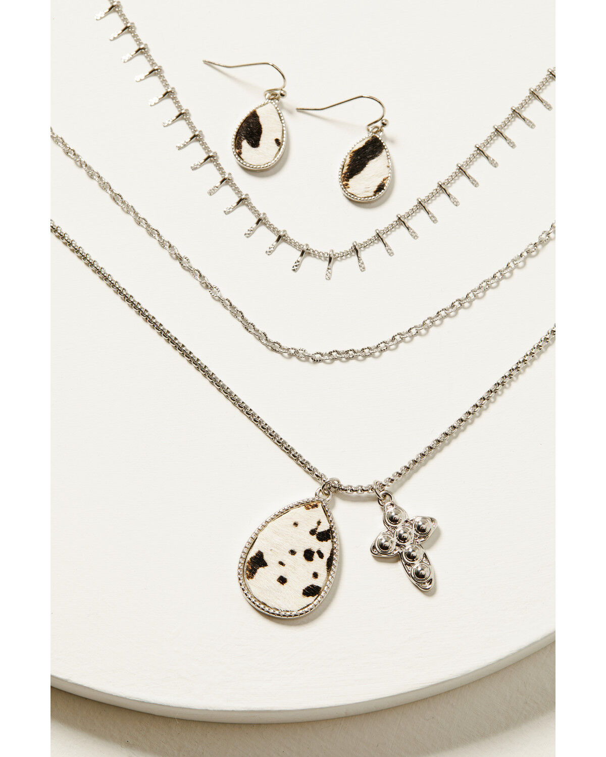 Image #2 - Shyanne Women's Cowhide Tear Drop Jewelry Set - 2 Piece, Silver, hi-res