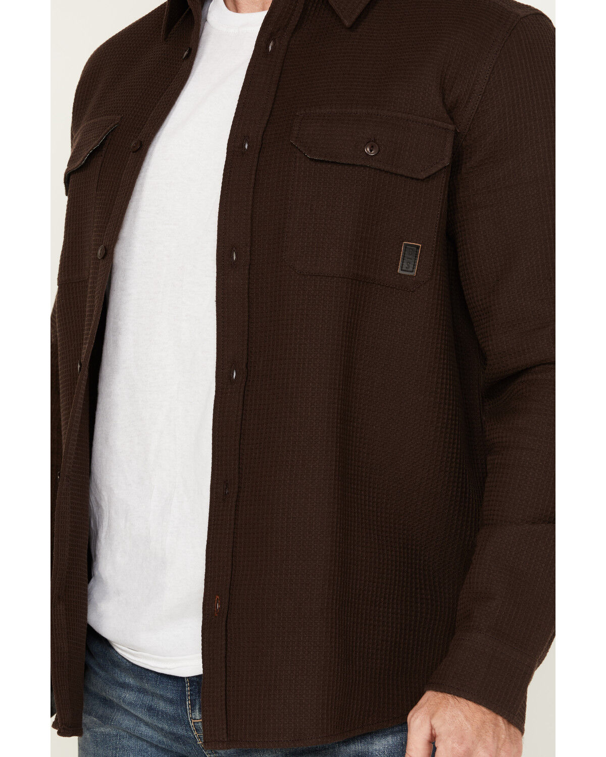 Image #3 - Brothers & Sons Men's Hamilton Solid Long Sleeve Button-Down Western Shirt Jacket, Dark Brown, hi-res