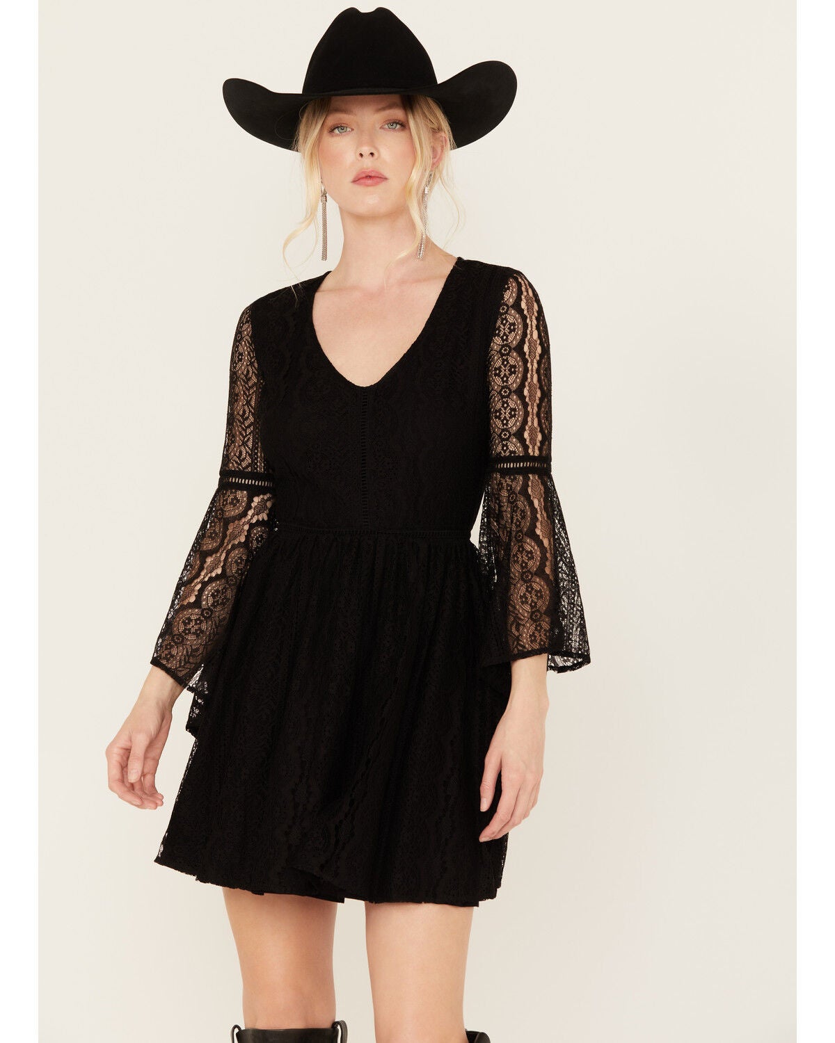 Shyanne Women's Lace Mini Dress, Black, hi-res