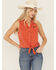 Image #1 - Wrangler Retro Women's Solid Sleeveless Snap Tie-Front Western Shirt, Red, hi-res