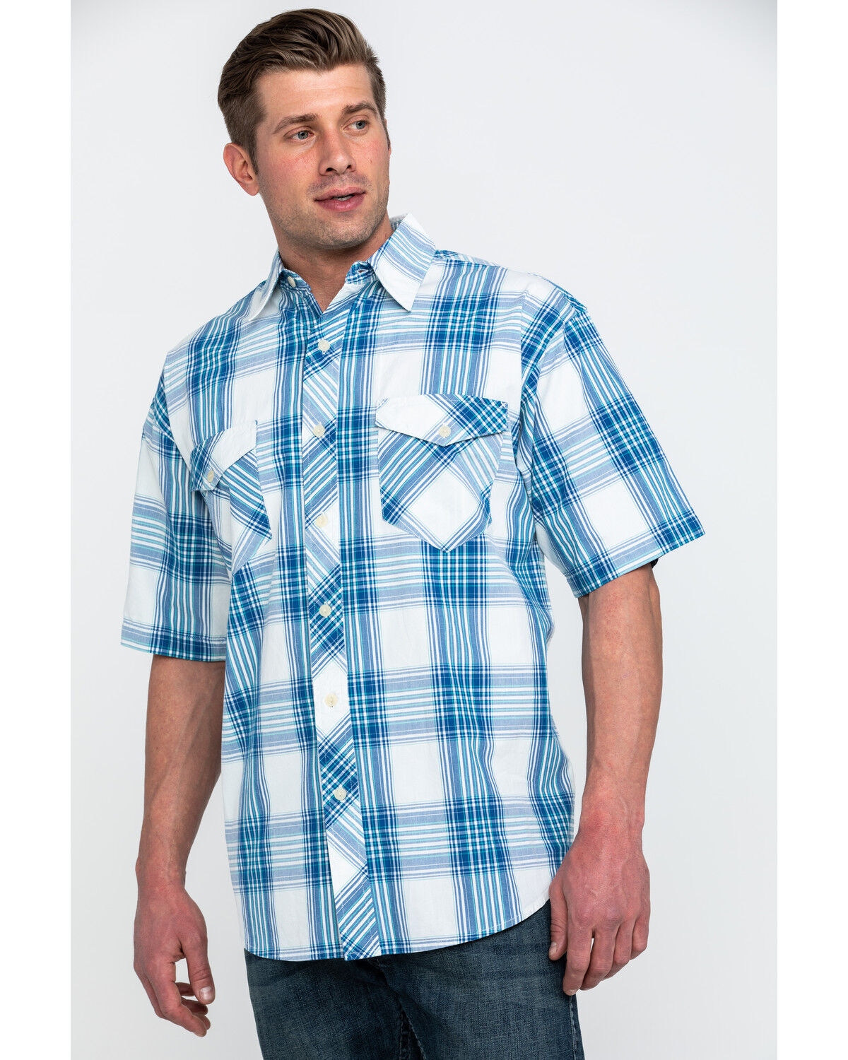 Image #1 - Resistol Men's Biscayne Large Plaid Short Sleeve Western Shirt, , hi-res