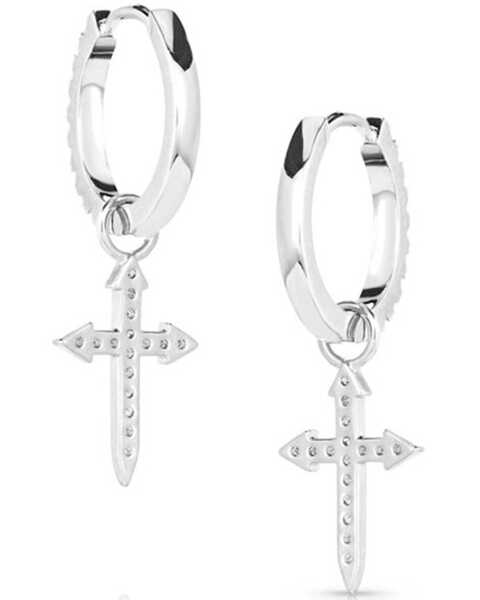Image #2 - Montana Silversmiths Women's Crystal Devotion Cross Earrings, Silver, hi-res