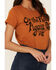 Bandit Brand Women's On The Road Again Short Sleeve Graphic Tee , Cognac, hi-res
