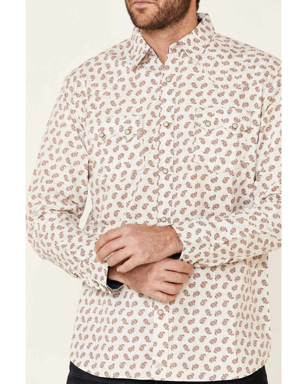 Image #3 - Moonshine Spirit Men's Tan Micro Paisley Print Long Sleeve Western Shirt, Tan, hi-res
