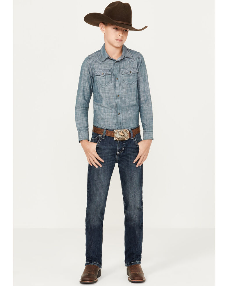 Wrangler Boys' Vintage Slim Fit Bootcut Jeans, Blue, hi-res