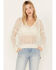 Image #1 - Cleo + Wolf Women's Blythe Deep V Weave Hooded Pullover , Cream, hi-res