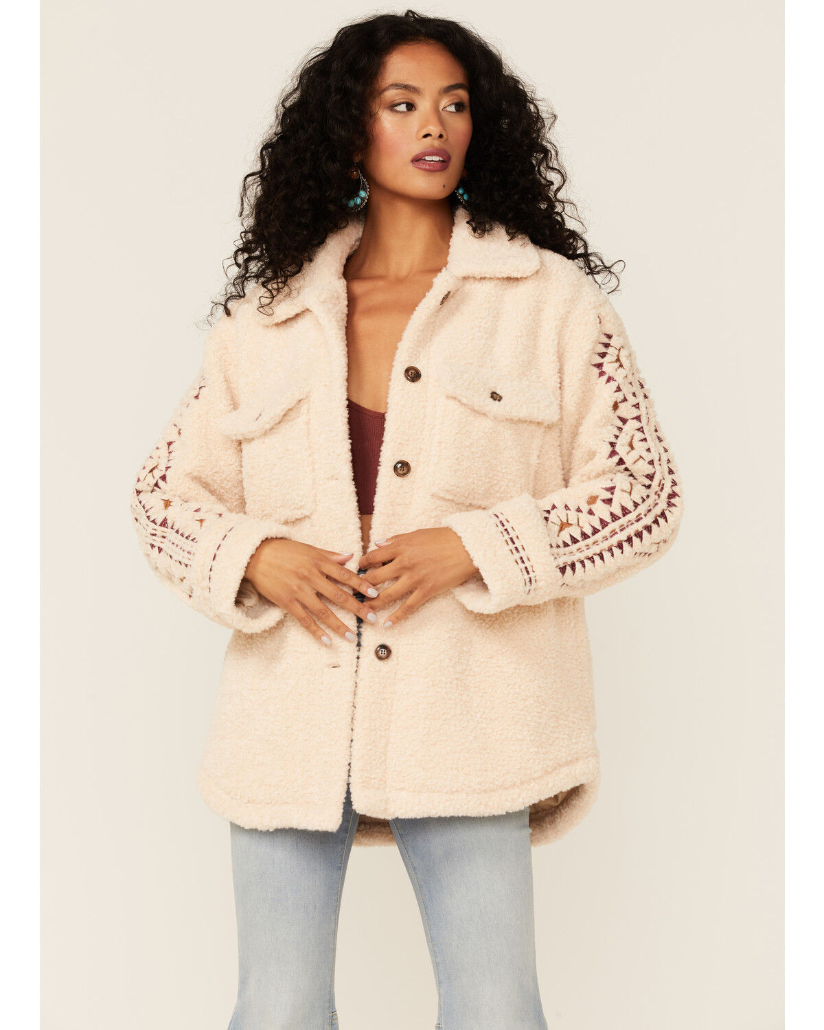 Image #1 - Driftwood Women's Cream Southwestern Pattern Sherpa Jacket, , hi-res