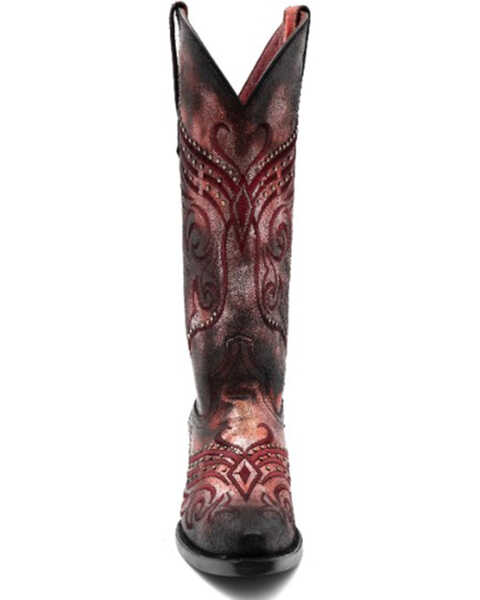 Image #4 - Ferrini Women's Masquerade Western Boots - Snip Toe , Red, hi-res