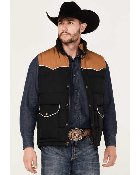 Image #1 - Cinch Men's Southwestern Print Lining Quilted Vest, Black, hi-res