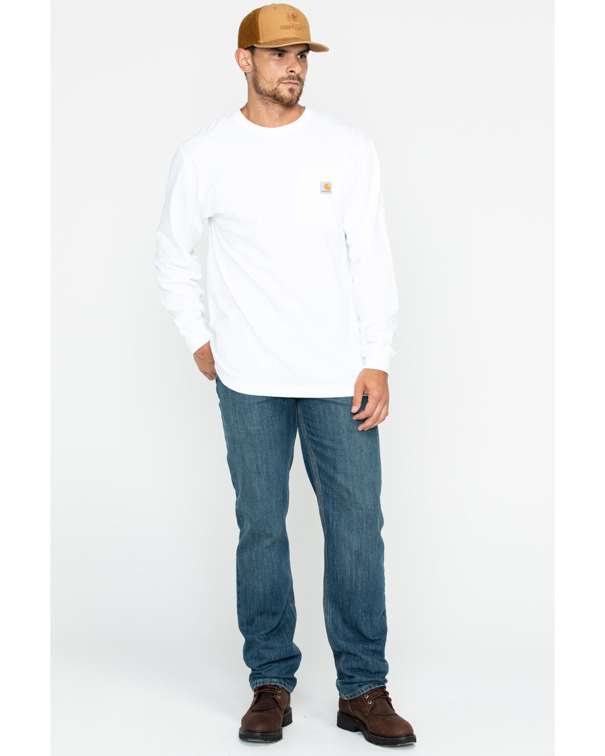 Image #6 - Carhartt Men's Workwear Long-Sleeve Pocket T-Shirt - Big, White, hi-res