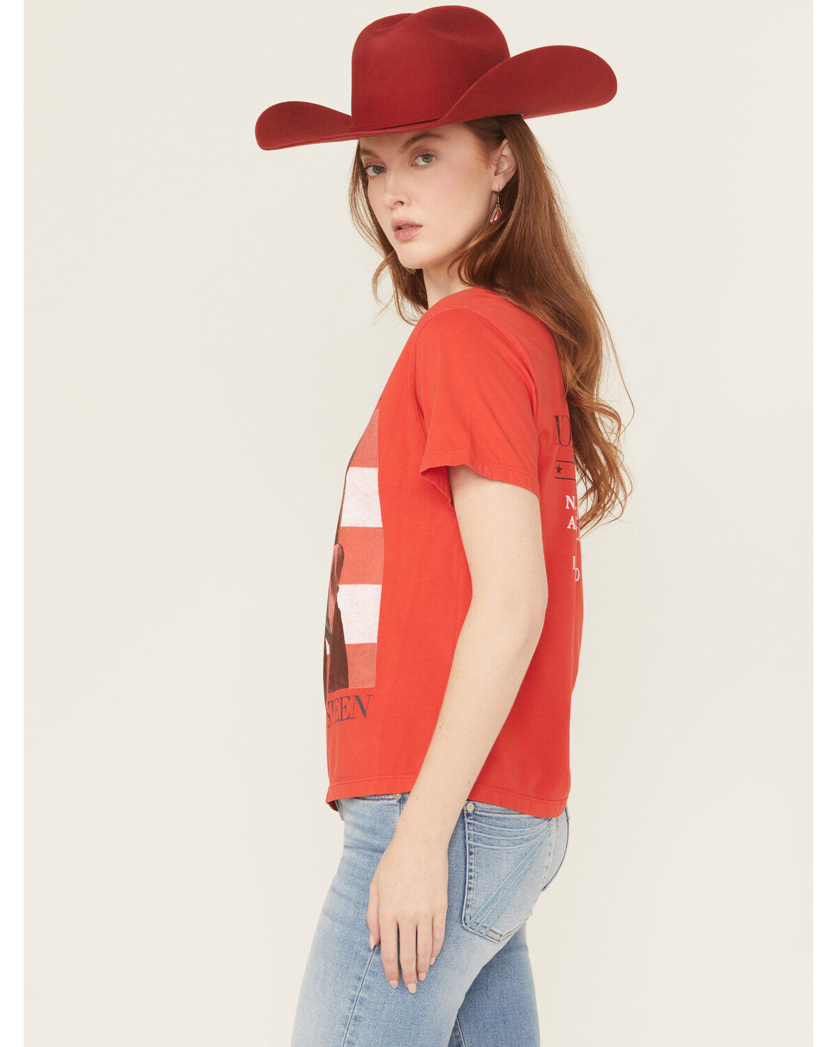 Image #2 - Day Dreamer Women's Bruce Springsteen Born In The USA Short Sleeve Graphic Tee, Red, hi-res