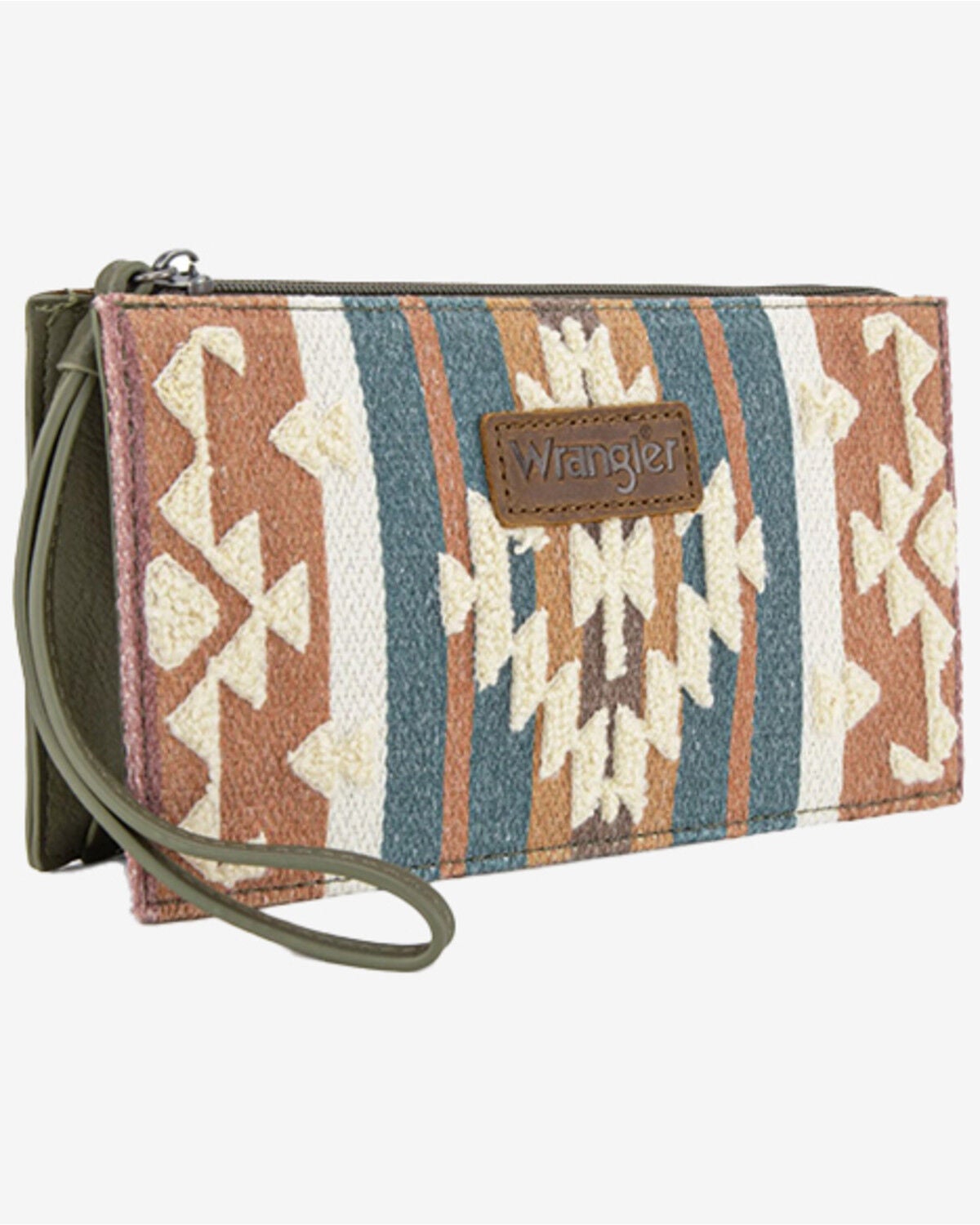 Image #1 - Wrangler Women's Sherpa Southwestern Print Canvas Clutch, Green, hi-res