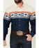 Image #3 - Roper Men's Vintage Southwestern Border Print Long Sleeve Pearl Snap Western Shirt, Dark Blue, hi-res