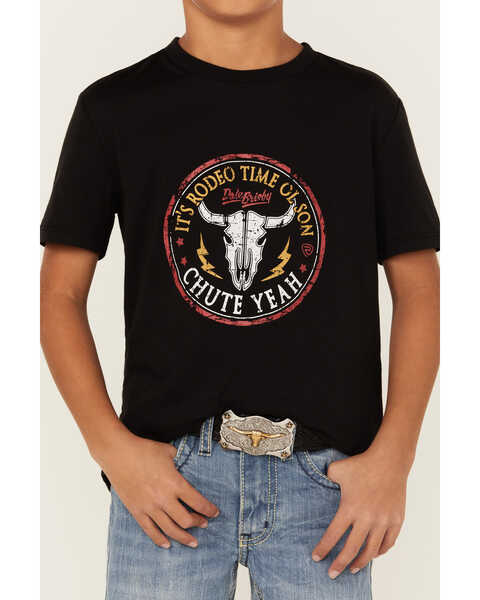 Image #3 - Rock & Roll Denim Boys' Dale Brisby Chute Yeah Steer Head Short Sleeve Graphic T-Shirt, Black, hi-res