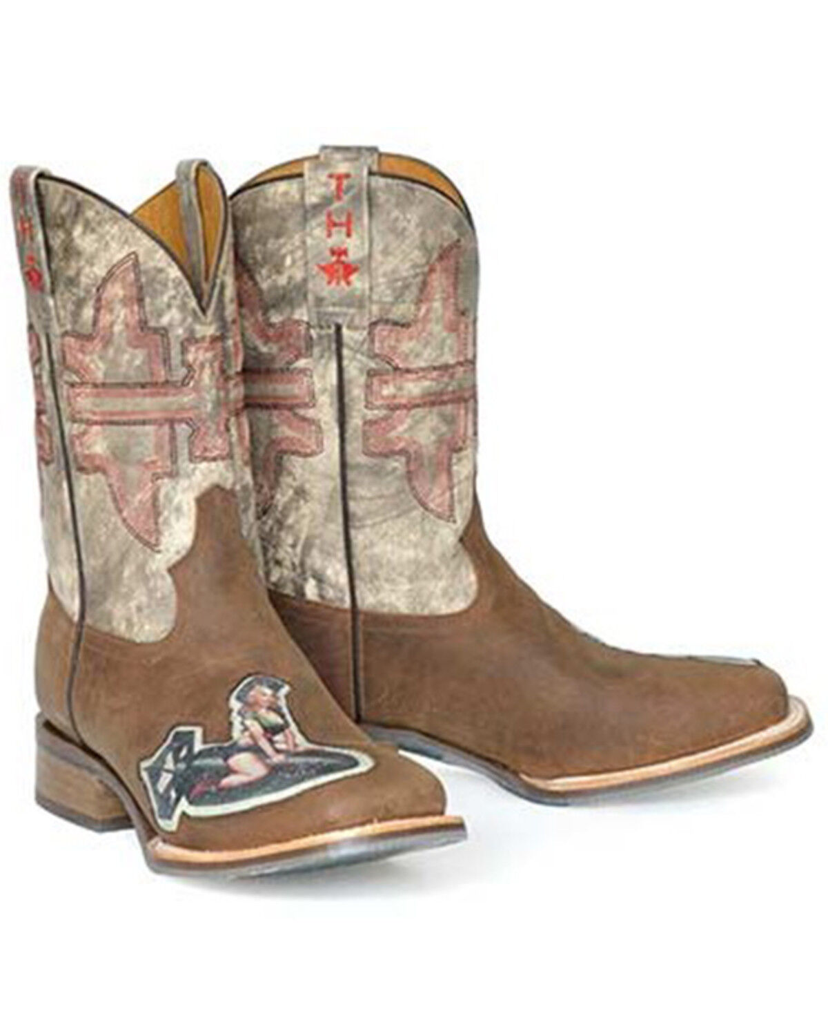 Image #1 - Tin Haul Men's Bomb Girl Western Boots - Broad Square Toe, Brown, hi-res