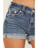Image #4 - Miss Me Women's Medium Wash Mid Rise Longhorn Pocket Shorts, Medium Wash, hi-res