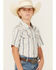 Image #2 - Cody James Boys' Southwestern Dobby Striped Short Sleeve Snap Western Shirt, Ivory, hi-res