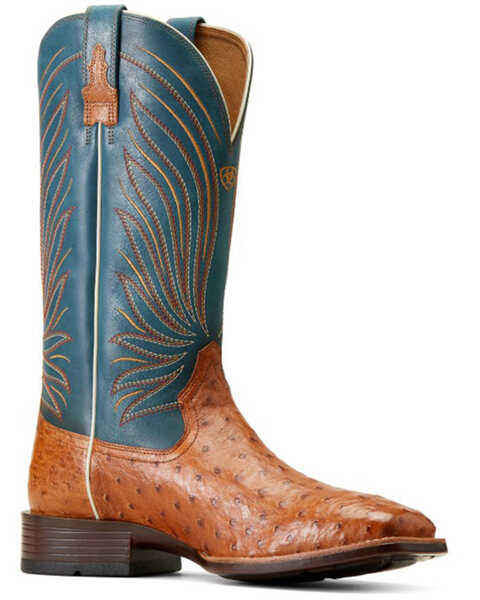 Image #1 - Ariat Men's Brandin' Ultra Exotic Western Boots - Broad Square Toe , Beige, hi-res