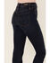 Image #3 - Shyanne Women's High Rise Fringe Hem Front Button Stretch Skinny Jeans, Dark Blue, hi-res