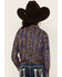 Image #4 - Cruel Girl Girls' Southwestern Stripe Print Long Sleeve Snap Western Shirt, Navy, hi-res