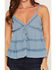 Image #3 - Angie Women's Swiss Dot Sleeveless Lace Trim Tiered Cami, Blue, hi-res