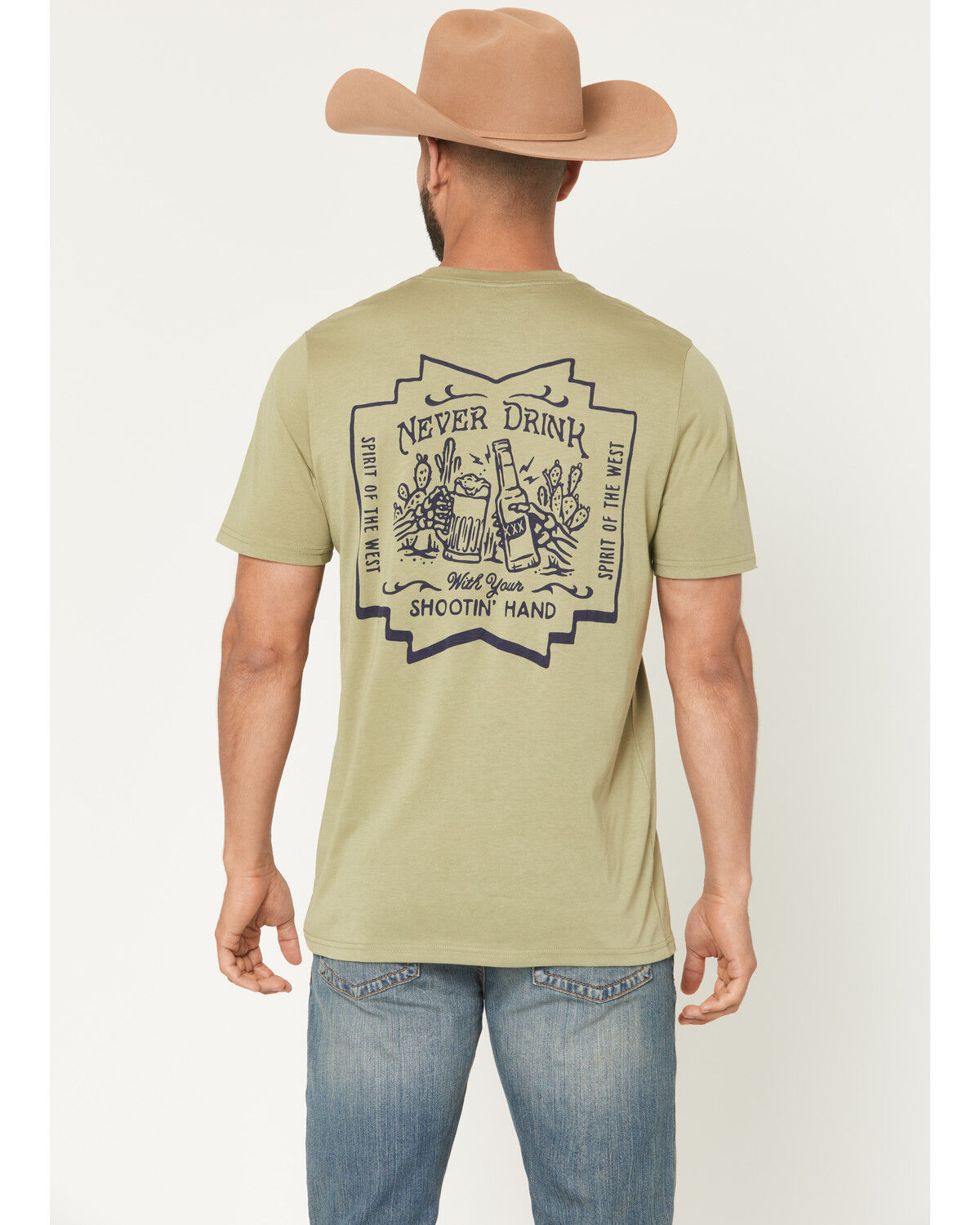 Image #1 - Sendero Provisions Men's Shootin' Hand Short Sleeve Graphic T-Shirt, Sage, hi-res