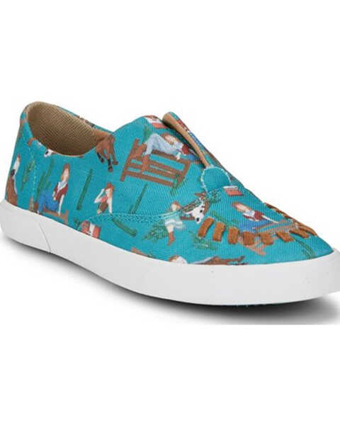 Reba by Justin Women's Alice Cowgirl Print Casual Slip-On Shoe, Turquoise, hi-res