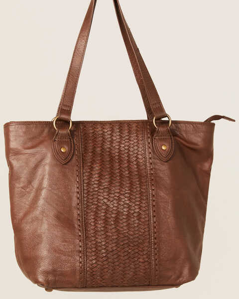 Cleo + Wolf Women's Basketweave Leather Tote Bag, Brown, hi-res