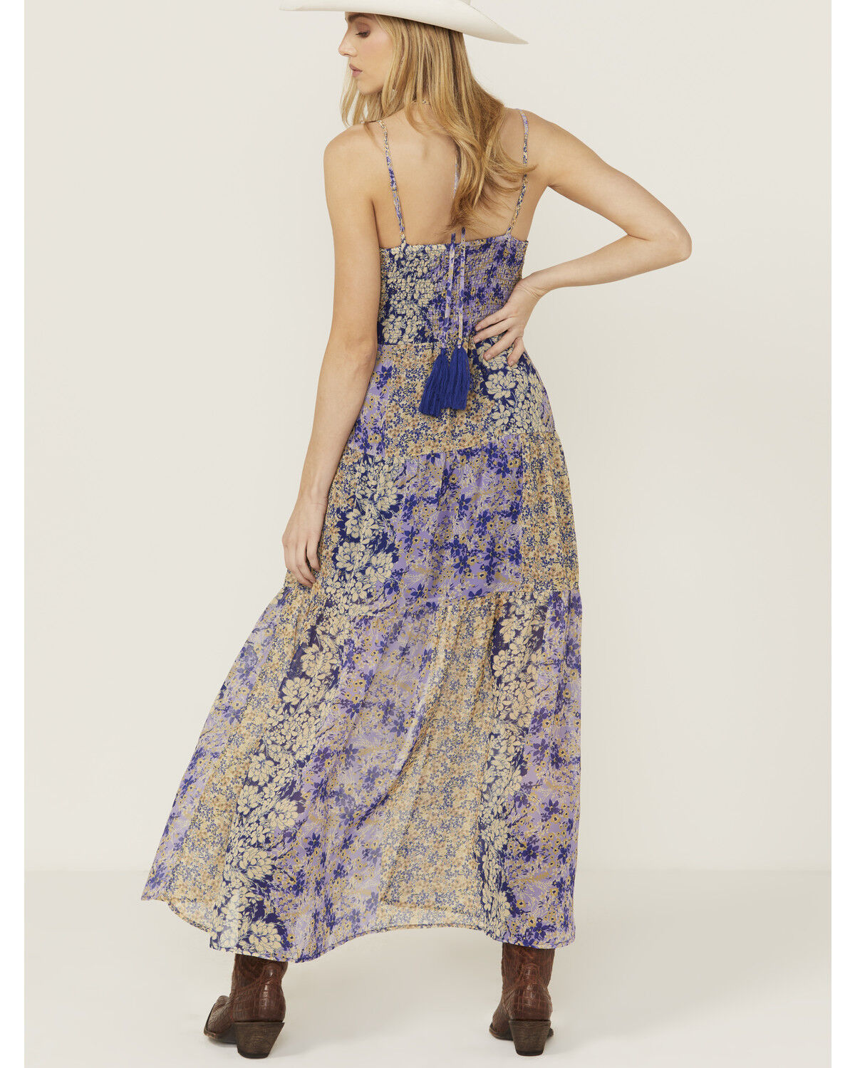 Image #4 - Miss Me Women's Floral Print Maxi Dress, Blue, hi-res