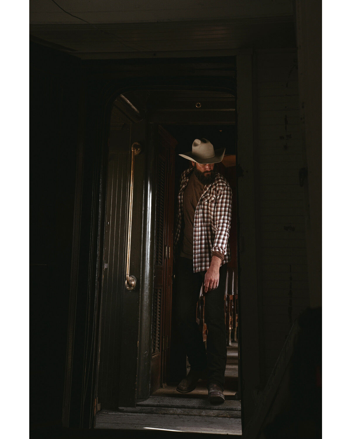 Image #1 - Moonshine Spirit Men's Dirt Runner Plaid Print Snap Western Flannel Shirt, Cream, hi-res
