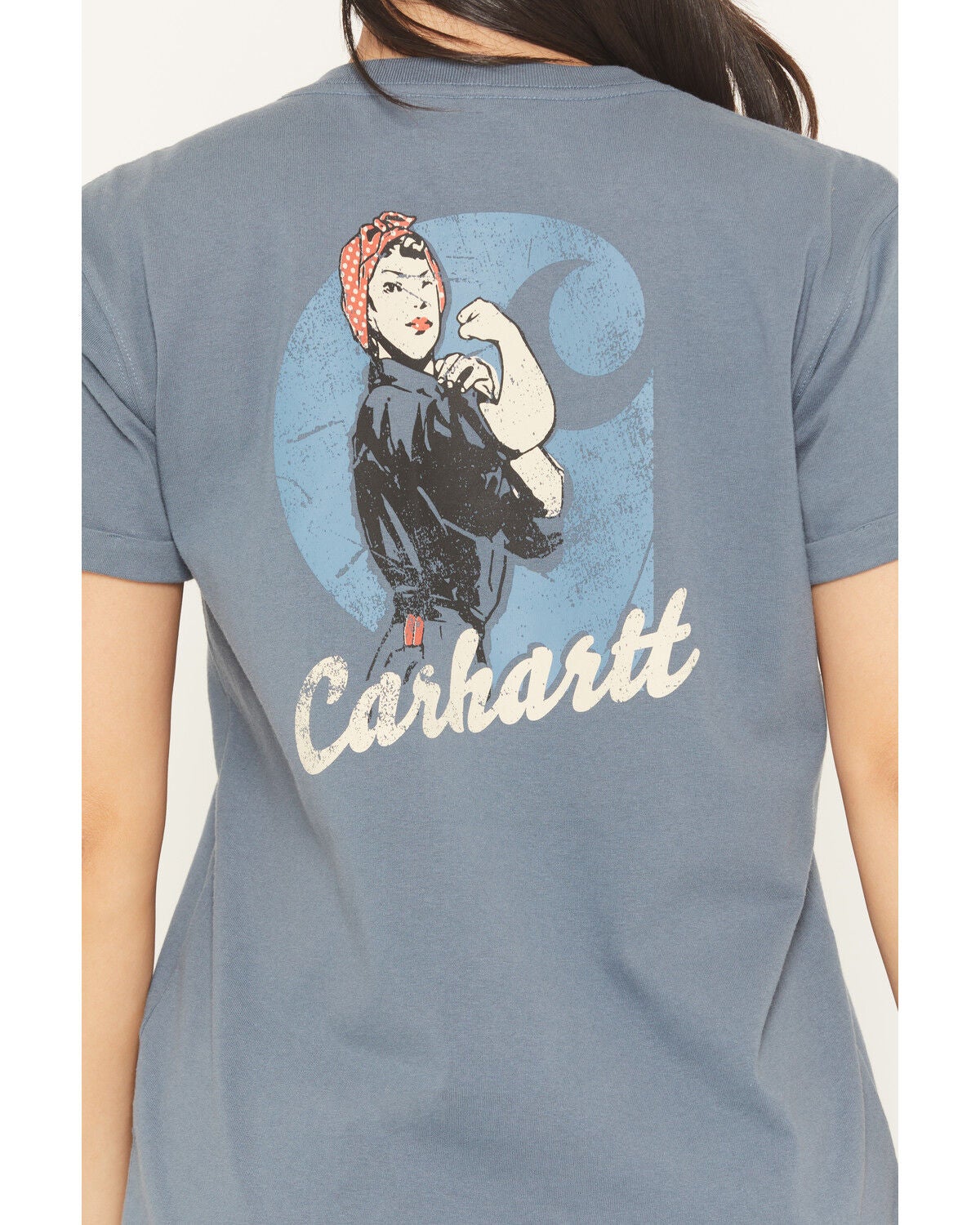 Image #4 - Carhartt Women's Dearborn Rosie Loose Fit Short Sleeve Work Tee, Steel Blue, hi-res