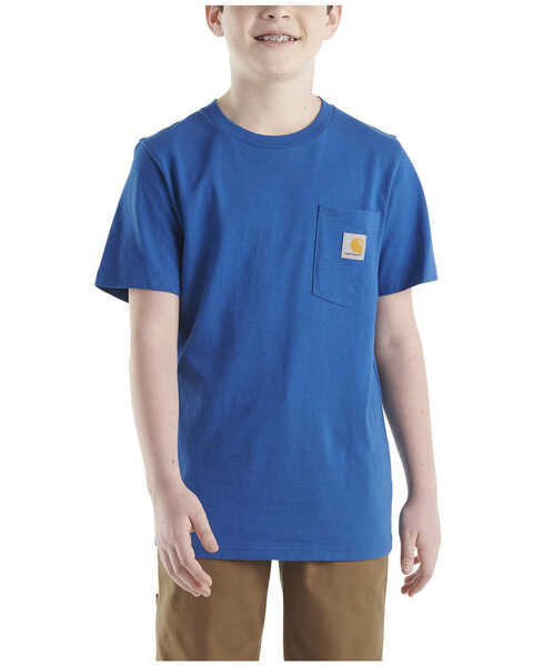 Image #1 - Carhartt Little Boys' Logo Short Sleeve Pocket T-Shirt , Blue, hi-res