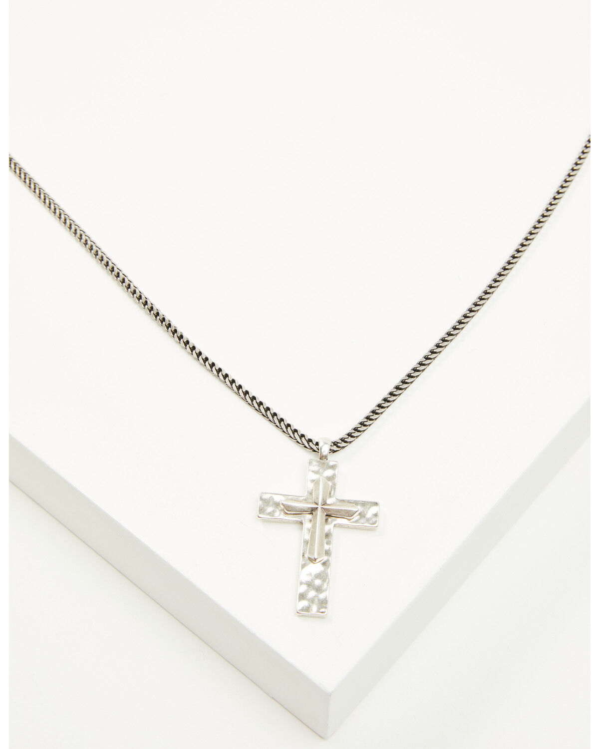 Image #2 - Cody James Men's Hammered Double Cross Necklace, Silver, hi-res