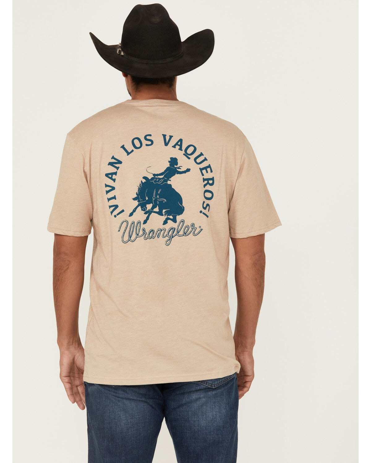 Image #4 - Wrangler Men's Vivian Los Vaqueros Short Sleeve Graphic T-Shirt, Tan, hi-res