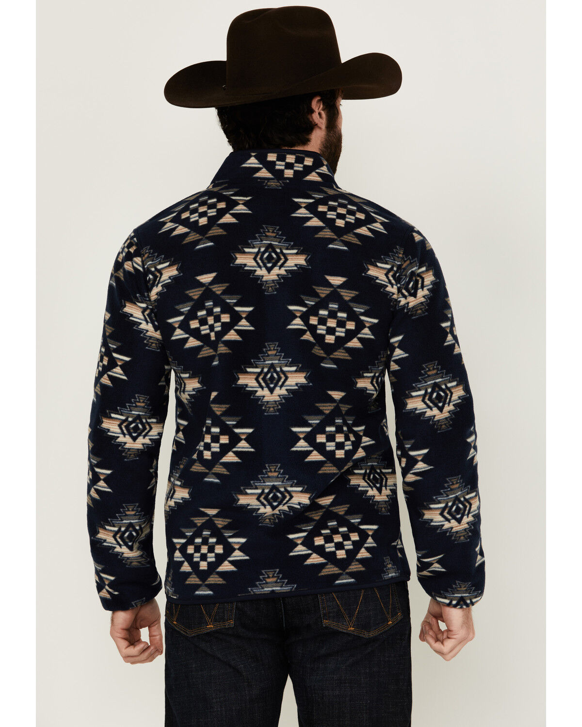 Image #4 - Cody James Men's Roy Southwestern Print 1/4 Snap Fleece Pullover, Navy, hi-res