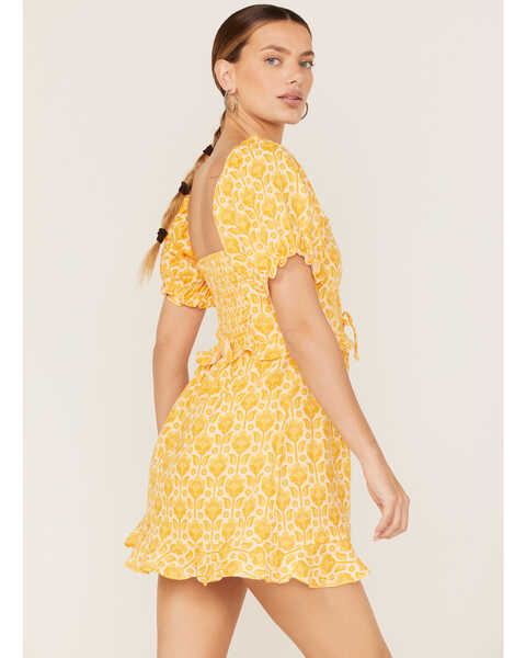 Show Me Your Mumu Women's Sophie Floral Print Mini Dress, Mustard, hi-res