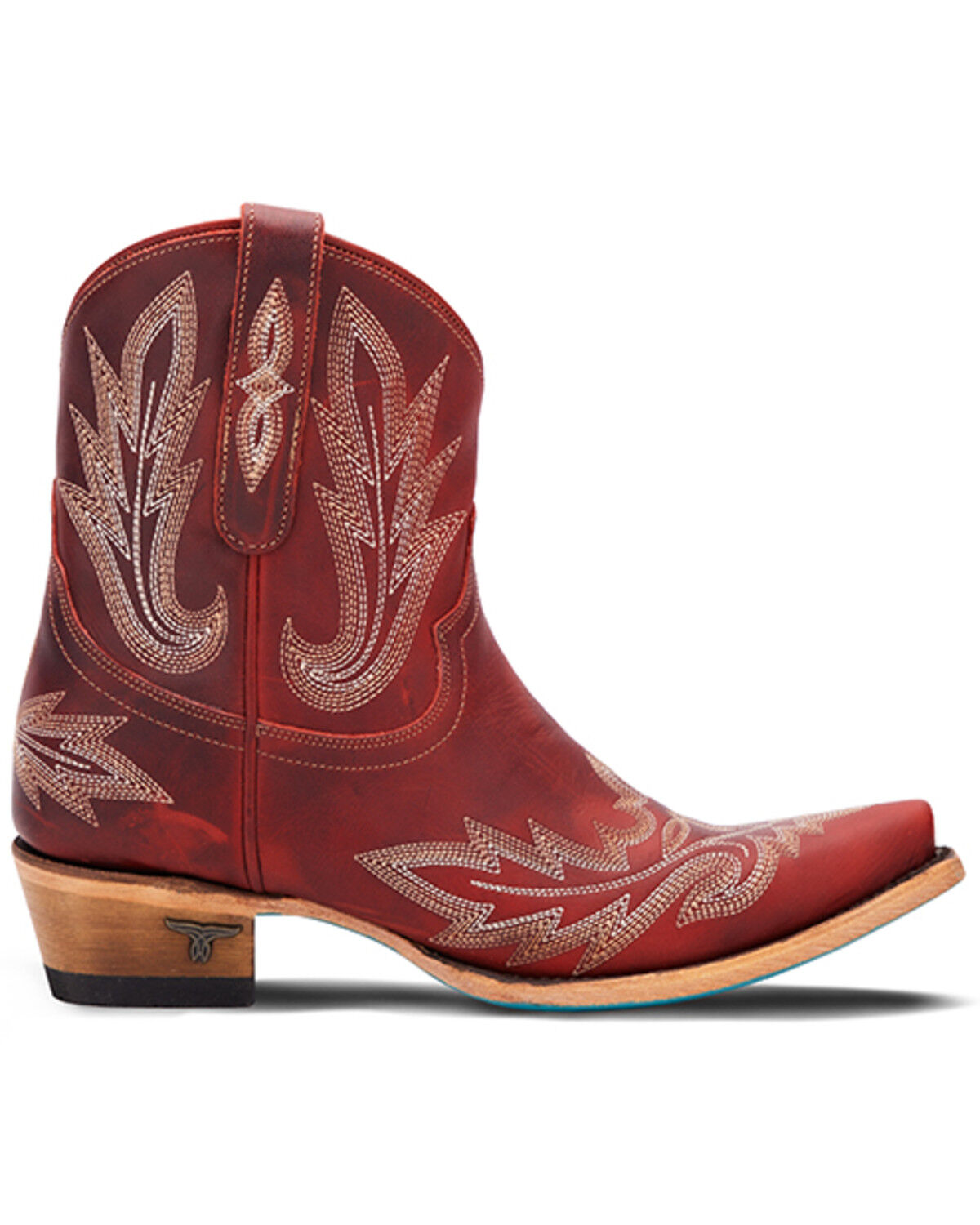Image #2 - Lane Women's Lexington Western Booties - Snip Toe, Red, hi-res