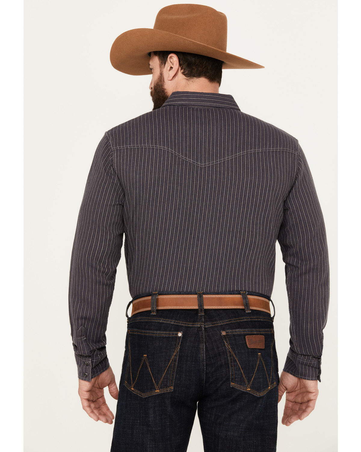 Image #4 - Blue Ranchwear Men's Laramie Striped Long Sleeve Western Snap Shirt, Dark Blue, hi-res