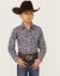 Image #1 - Roper Boys' Amarillo Paisley Print Long Sleeve Western Pearl Snap Shirt, Wine, hi-res