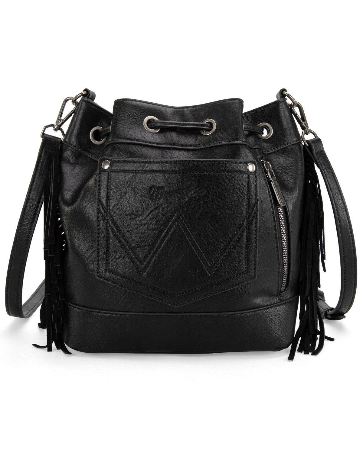 Image #2 - Wrangler Women's Daenerys Winter Southwestern Drawstring Crossbody Bag, Black, hi-res