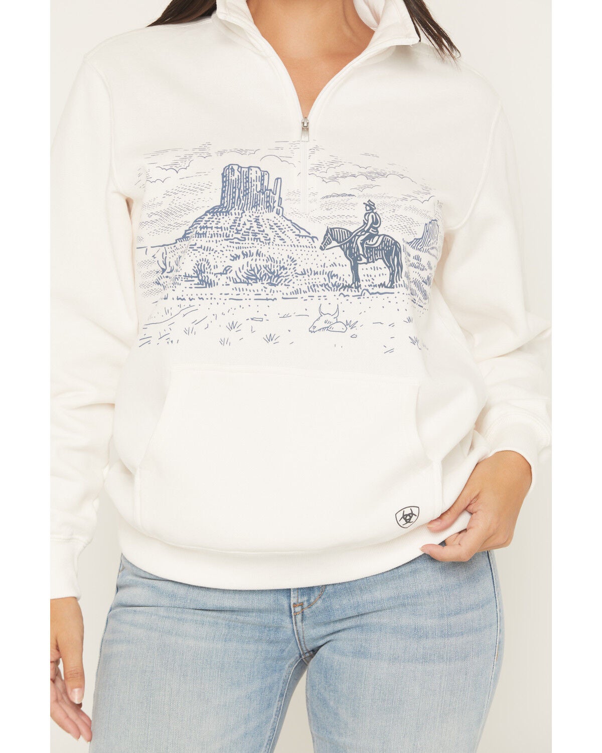 Image #3 - Ariat Women's Landscape 1/2 Zip Pullover, White, hi-res
