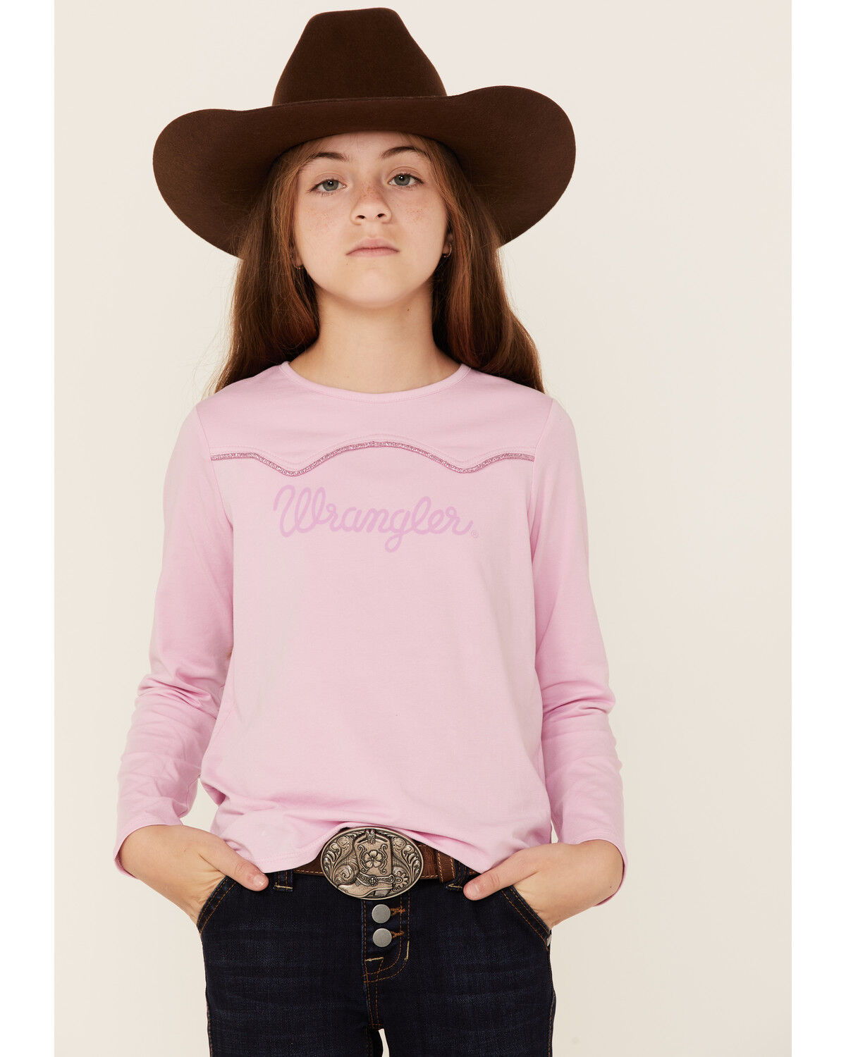 Wrangler Girls' Western Top Hoodie Muave 